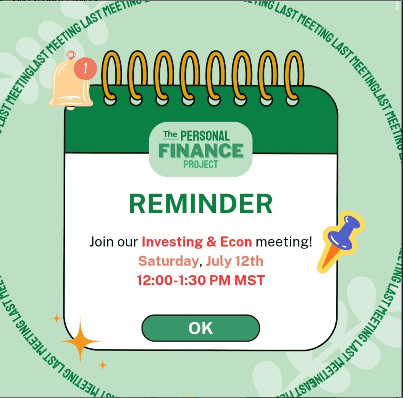 Personal Finance Project — last meeting recap